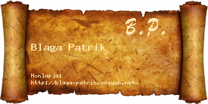 Blaga Patrik névjegykártya